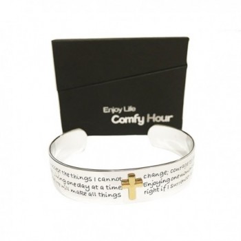 Serenity Prayer Cuff Bracelet- Shiny Silver - CO11AP9MBD1
