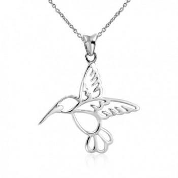 925 Sterling Silver Open Hummingbird Pendant Necklace- 18" - CX11TU0N6JP