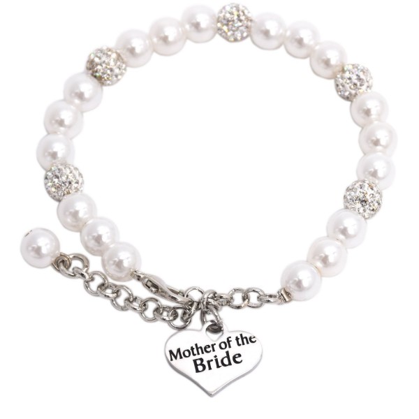 Mother of the Bride Pearl Bracelet Wedding Gift Jewelry - White - CB184S8C0DQ