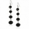 1928 Jewelry Classic Black Graduated Beaded Linear Drop Earrings - CU11MCGTF4J