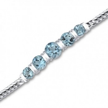 Swiss Blue Topaz Bracelet Sterling Silver Rhodium Nickel Finish 5.00 Carats 5 Stone Design - CP111PMCS45