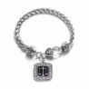 Scale of Justice Lawyer- Judge & Law Student Charm Classic Silver Plated Square Crystal Bracelet - CB11LI449QZ