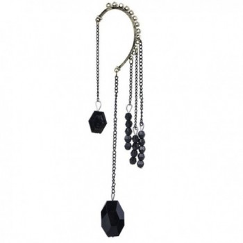 YAZILIND Cool Dignity Black Dangle Chain Beads One Ear Earring for Women - C411GH2XSID