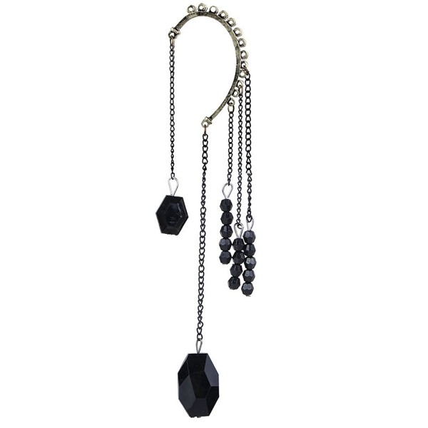 YAZILIND Cool Dignity Black Dangle Chain Beads One Ear Earring for Women - C411GH2XSID