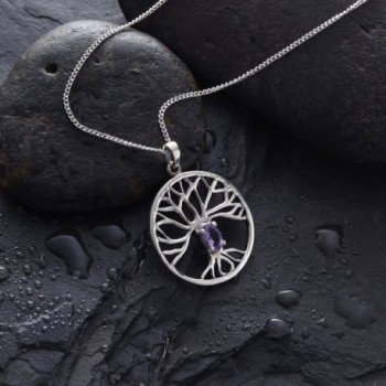 Sterling Amethyst Trinity Pendant Necklace