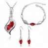 MAFMO Women Colorful Jewelry Set Fashion Crystal Necklace Bracelet Earrings(Red) - CP127MZZK5R