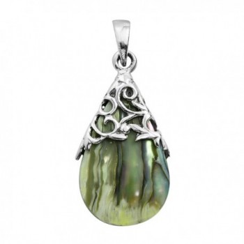 Vintage Adorned Abalone Teardrop Sterling in Women's Pendants