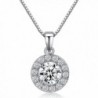 LicLiz 0.75 Carat Round Cut Cubic Zirconia CZ Halo Pendant Necklace for Women 16" + 2.4" Extended Chain - C3188IT2SKD