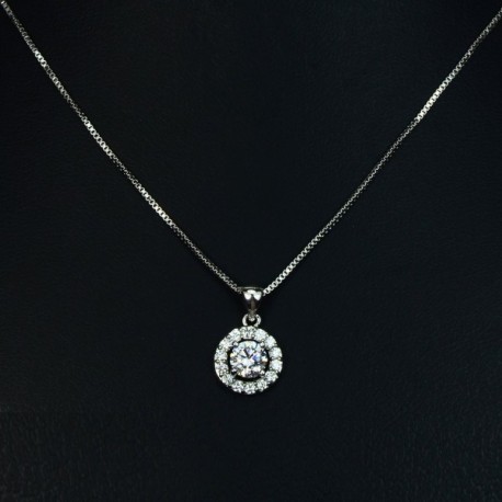 0.75 Carat Round Cut Cubic Zirconia CZ Halo Pendant Necklace for Women ...
