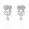 Bishun Animal Jewelry Hypoallergenic 925 Sterling Sliver 14K White Gold Plated Gemstone Owl Stud Earrings - CZ180HH25DR