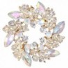 EVER FAITH Austrian Crystal Wedding Flower Wreath Brooch Pin - Iridescent Clear AB Gold-Tone - C712IZWMX5L