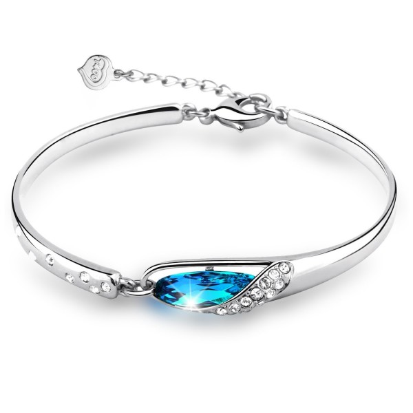 T400 Mother's Day Gifts "Glass Slipper" Wrist Bangle Bracelet 6.7"- Indicolite - C411TPGN8TH