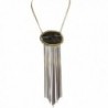 Bold Agate with 17 in. Antique Gold Neck Chain and Two-Tone Black and Gold Chain Fringe - Jet - CL183IH20Y6