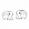 Happy Shiny Elephant Silhouette .925 Sterling Silver Stud Earrings - CT12NBYNX6P