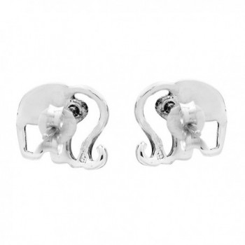 Elephant Silhouette Sterling Silver Earrings in Women's Stud Earrings