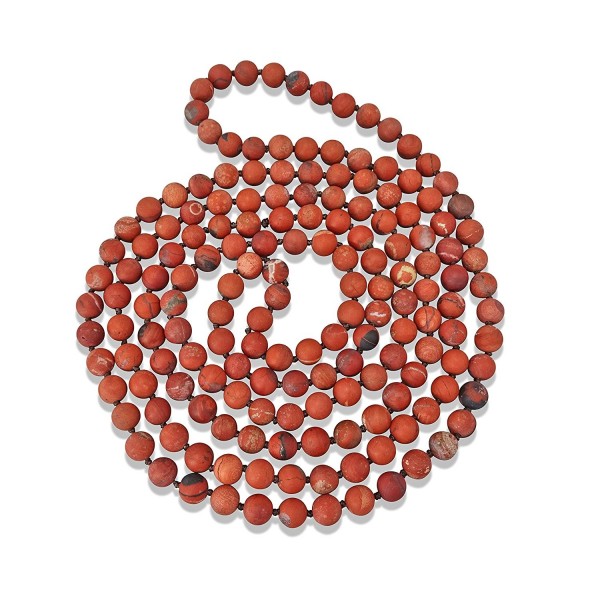 BjB Endless Infinity Style 8MM Semi-precious Genuine Red Jasper Stone Beaded Necklace- 60" Long. - CJ1824U2L2N
