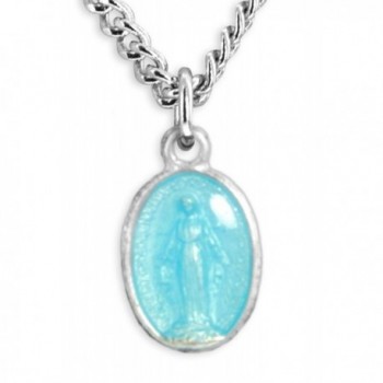 Child's Sterling Silver Blue Enamel Miraculous Pendant + 13 Inch Rhodium Plated Chain & Clasp - CA119PYG2RJ