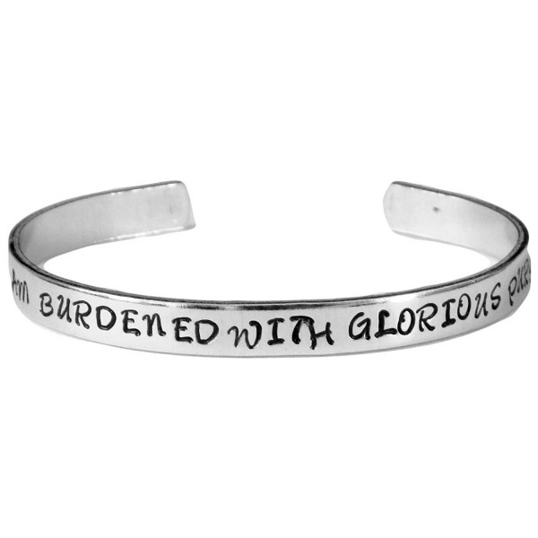 I Am Burdened with Glorious Purpose - Hand Stamped Aluminum Cuff Bracelet - C411JSPR4HR