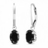 3.32 Ct Oval Black Sapphire 925 Sterling Silver Earrings - CL11L96LJ3X