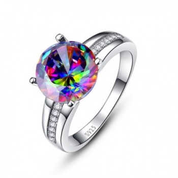 Nuncad Women's Solitaire Halo 10&times10mm Mystic Created Rainbow Topaz Wedding Rings 925 Sterling Silver - CB12NADSAH7