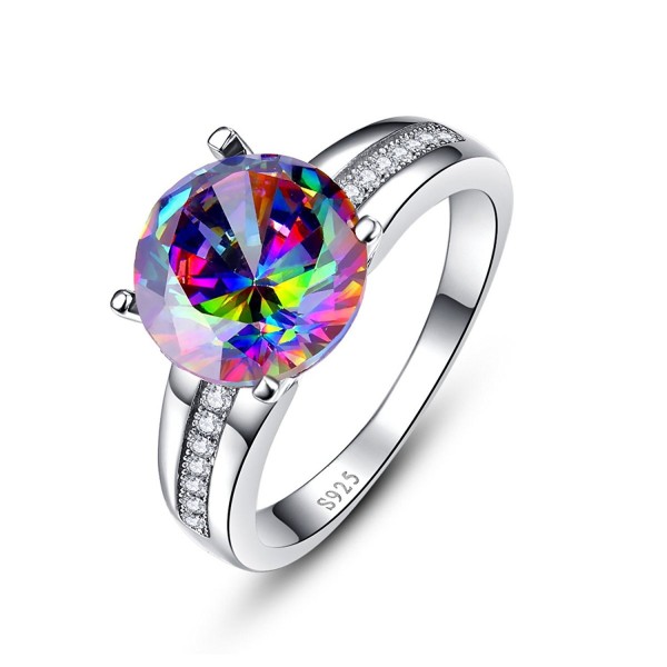Nuncad Women's Solitaire Halo 10&times10mm Mystic Created Rainbow Topaz Wedding Rings 925 Sterling Silver - CB12NADSAH7