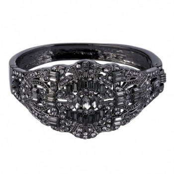 EVER FAITH Black-Tone Austrian Crystal The Great Gatsby Inspired Art Deco Bangle Bracelet Grey - C1124E7FX3Z