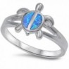 Simulated Fire Blue Opal turtle .925 Sterling Silver Ring Sizes 5-10 - CS11NJ7JAQH