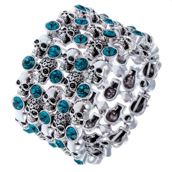 Hiddlston Cupper Sugar Skull Candy Arm Stretch Cuff Bracelet Jewelry For Women - Blue - C3186ZEZZGC