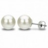Sterling Silver Round White Freshwater Cultured High Luster AAA Pearl Screw-back Stud Earrings - C512OCWTMUX