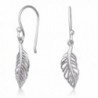 925 Sterling Silver Feather Design Rhodium Plated Drop Dangle Earrings - CO184ADZYDM
