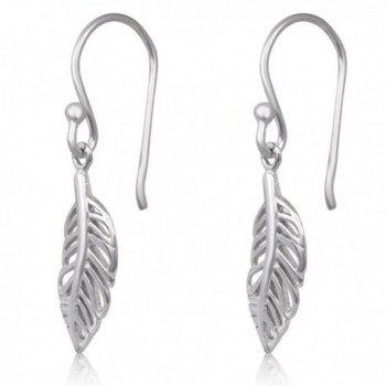 Sterling Silver Feather Rhodium Earrings