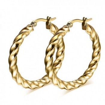 DIB Fashion Jewelry Stainless Steel Twist Wave Rope Large Hoop Earring for Women - CA12K4OMW8L