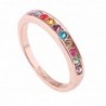 Acefeel Fashion Simplicity Rose Gold Plated Multicolor Czech Drilling Band Ring Girlfriend Gift - CE1200NRTLB