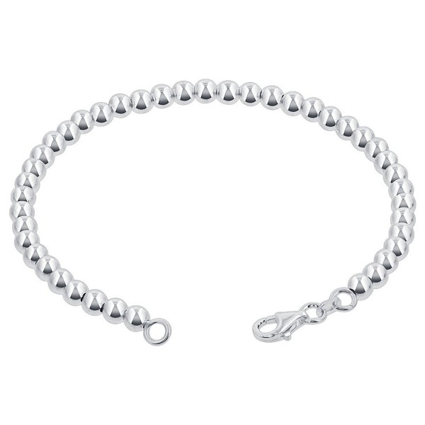 Gem Avenue 925 Sterling Silver 4mm Beads Bracelet With Lobster Clasp (7" - 8" Available) - CJ111HVBEHL