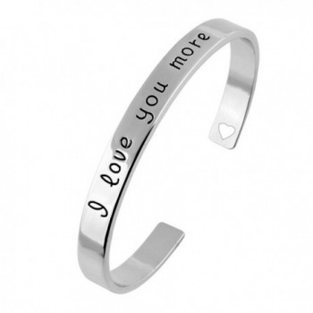 Kebaner I Love You More Engraved Cuff Bracelet For Girlfriend Boyfriend Couples Mom Kids Silver/Gold - C217Z7NTDSS
