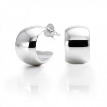 Silverly Women's Men's .925 Sterling Silver 8 mm Half Cuff Hoop Stud Earrings - CP11OXKA18F