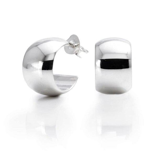 Silverly Women's Men's .925 Sterling Silver 8 mm Half Cuff Hoop Stud Earrings - CP11OXKA18F