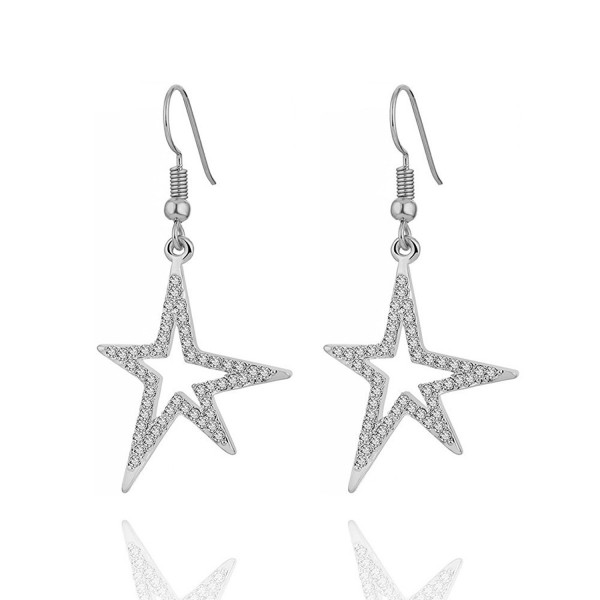 Earrings Stylish Shining Rhinestone Anti allergy - Silver Plated Shining Star - CC188L0YSOW