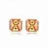NEWBARK 18k Rose Gold-Plated Pincess Cut Cubic Zircon Stud Earrings - yellow-orange - CD12B7EVUWV