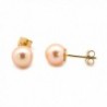 14k Yellow or White Gold or Sterling Silver AAA Pink Freshwater Cultured Pearl Stud Earrings - CB128IABH7J