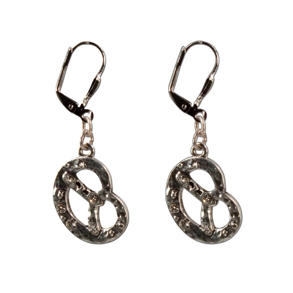 Bavarian Rhinestone Earrings Pretzel (silver coloured) - Traditional German Dirndl- Lederhose Jewelry - C3116FD7E25