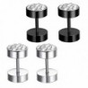 2 Pairs Stainless Steel Cubic Zirconia Stud Earrings Piercing Plugs Tunnel Earrings For Women or Men - CU186509376
