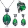 Tidoo Jewelry Vintage Jewelry Set Necklace Earring Ring Set Butterfly Leaves Jewelry for Women - CO1856C97YO