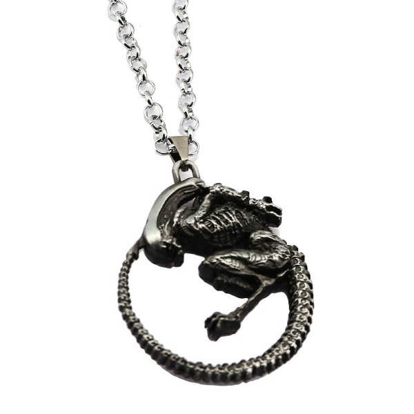 Lureme Vingate Jewelry Alien vs. Predator 3D Saucerman Pendant Necklace for AVP Fans (nl005617) - Silver - C5184SYSU39
