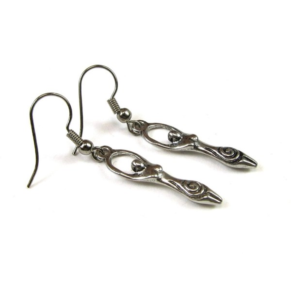 Wiccan Goddess Drawing Down the Moon Silver Tone Dangle Earrings - C111D87FDT7