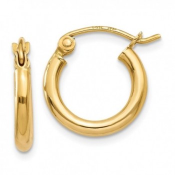 10k Gold Polished 2mm Round Hoop Earrings (0.35 in x 0.08 in) - CU113974DP1