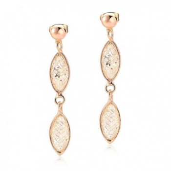 Mytys 18K Rose Gold Plated Caged Wire Crystal Tube Dangle Drop Earrings - CF12F5A4MUT