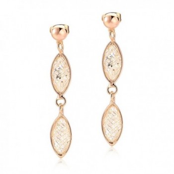 Mytys 18K Rose Gold Plated Caged Wire Crystal Tube Dangle Drop Earrings - CF12F5A4MUT