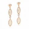 Mytys 18K Rose Gold Plated Caged Wire Crystal Tube Dangle Drop Earrings - CF12F5A4MUT