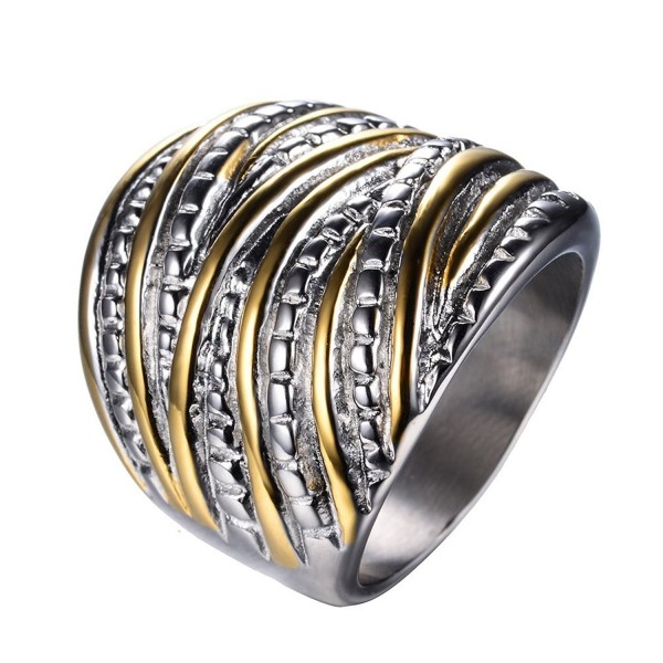 JunXin Man Jewelry 18K Gold Plated Interterwined Design Stainless Steel Ring - C412GKQJKOB